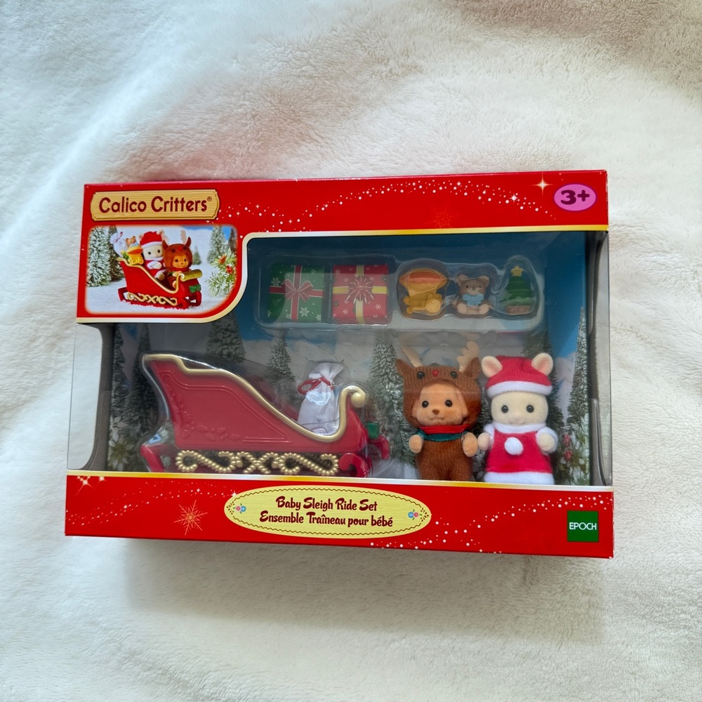 Calico Critters Christmas Red and Brown Collectible Doll Set with Accessories